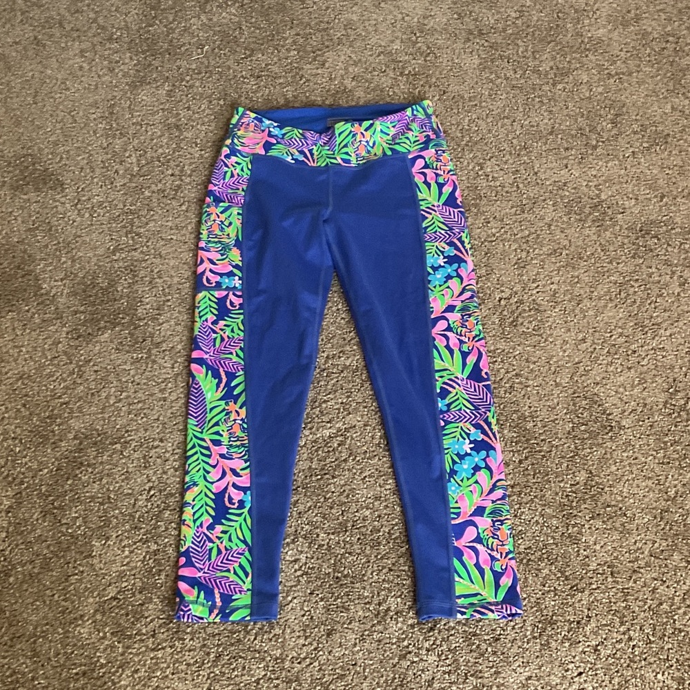 Lilly Pulitzer Vibrant Blue Leggings with Tropical Print
